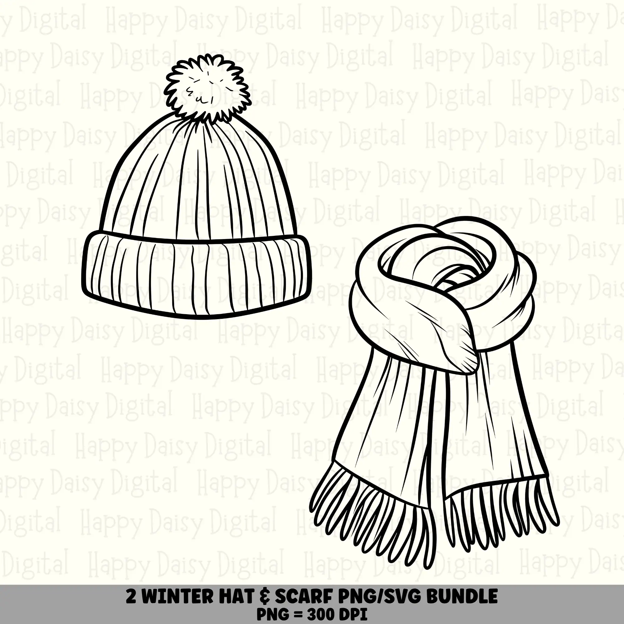 2 Winter Hat & Scarf PNG SVG Bundle | Winter Hat & Scarf Designs | Sublimation Cricut Digital Download