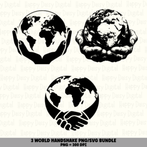 3 World Handshake PNG SVG Bundle | World Handshake Designs | Sublimation Cricut Digital Download