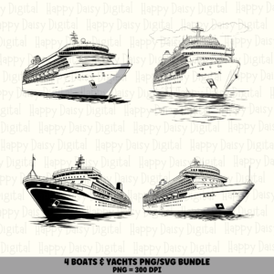 4 Yacht PNG SVG Bundle | Yacht Boat Designs | Sublimation Cricut Digital Download