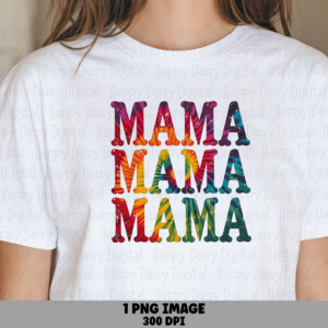 Mama PNG Mama Repeated Design Colorful Patterned Text Commercial Use POD