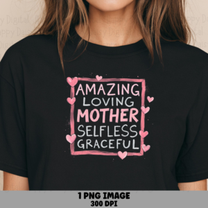 Amazing Loving Mother Selfless Graceful PNG Mother Acronym Quote Heart Accents Commercial Use POD