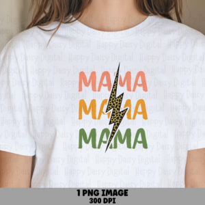 Mama SVG PNG Mama Lightning Design Colorful Repeated Text Cricut Silhouette Canva Commercial Use POD