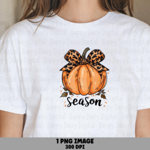 Season PNG Season Pumpkin Design Leopard Bow Accent Sublimation Design Commercial Use POD