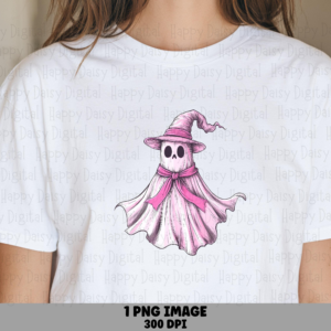 Pink Witch Ghost PNG Pink Witch Ghost Cute Character Illustration Sublimation Design Commercial Use POD