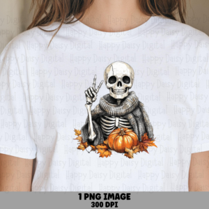 Skeleton Peace Sign PNG Skeleton Peace Sign Pumpkin Accent Design Sublimation Design Commercial Use POD