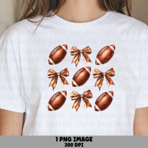 Football And Bows Pattern PNG Football Bow Pattern Icon Grid Design Commercial Use POD
