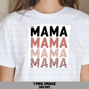 Mama PNG Mama Leopard Design Repeated Text Pattern Commercial Use POD