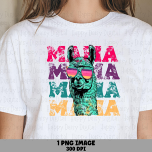 Mama PNG Mama Repeated Design Colorful Llama Graphic Commercial Use POD
