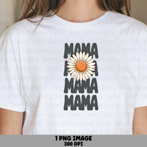 Mama SVG PNG Mama Daisy Design Repeated Text Pattern Cricut Silhouette Canva Commercial Use POD