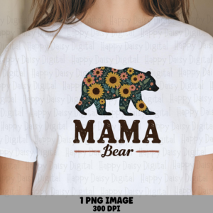 Mama Bear SVG PNG Mama Bear Design Floral Bear Silhouette Cricut Silhouette Canva Commercial Use POD