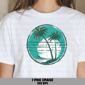 Beach Volleyball PNG Beach Volleyball Badge Palm Tree Design Commercial Use POD