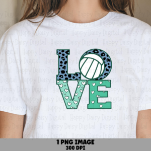 Love PNG Love Volleyball Design Stacked Text Design Commercial Use POD
