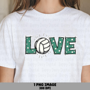 Love PNG Love Volleyball Pattern Green Pattern Design Commercial Use POD