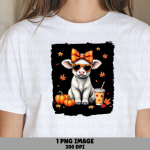 Punk Highland Cow With Bow PNG Punk Cow Design Edgy Illustration Sublimation Design Commercial Use POD