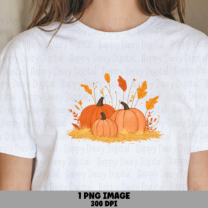 Pumpkin Cluster With Leaves PNG Pumpkin Cluster Design Autumn Leaves Sublimation Design Commercial Use POD