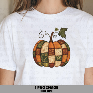 Patchwork Pumpkin PNG Patchwork Pumpkin Design Textured Illustration Sublimation Design Commercial Use POD