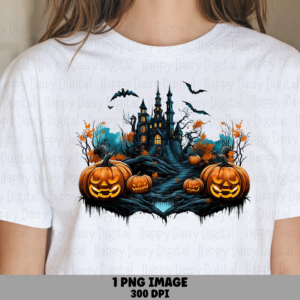 Haunted Castle PNG Haunted Castle Design Spooky Scene Illustration Sublimation Design Commercial Use POD