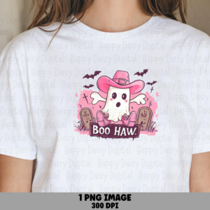 Boo Haw PNG Boo Haw Pun Design Cowboy Ghost Illustration Cricut Silhouette Canva Commercial Use POD