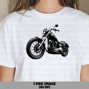 Motorcycle PNG | Classic Black Chopper Design Sublimation Commercial Use POD