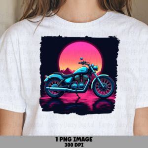 Motorcycle PNG | Retro Synthwave Sunset Design Sublimation Commercial Use POD