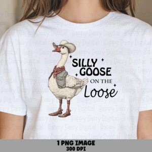 Silly Goose Line Art Cowboy PNG | Sublimation Commercial Use POD