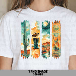 Desert Cactus Panel Scene PNG | Sublimation Commercial Use POD