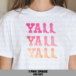 Ya'll Gradient Boots PNG | Sublimation Commercial Use POD