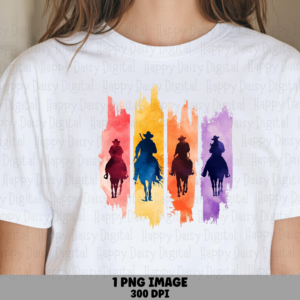 Sunset Riders Silhouette PNG | Sublimation Commercial Use POD