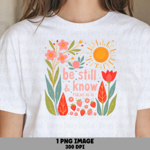 Be Still And Know Floral PNG | Sublimation Commercial Use POD
