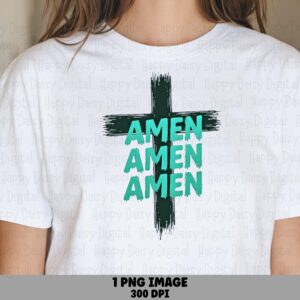 Brush Cross Amen PNG | Sublimation Commercial Use POD