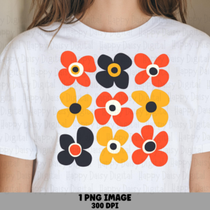 Retro Flower Power Grid PNG | Sublimation Commercial Use POD