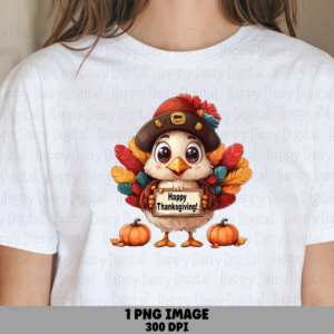 Happy Thanksgiving Pilgrim Turkey PNG | Sublimation Commercial Use POD