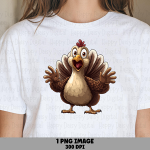 Shocked Cartoon Turkey PNG | Sublimation Commercial Use POD
