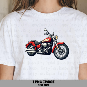 Motorcycle PNG | Red Classic Cruiser Chopper Design Sublimation Commercial Use POD