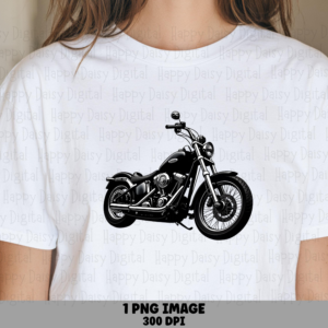 Motorcycle PNG | Minimalist Black Chopper Line Art Sublimation Commercial Use POD