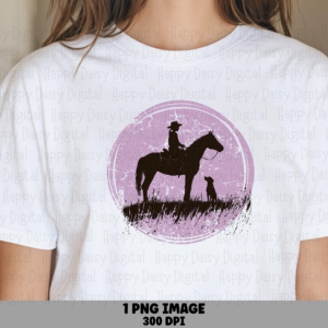 Purple Silhouette Rider And Dog PNG | Sublimation Commercial Use POD