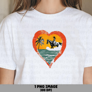 Beach Heart Cowboy Ride PNG | Sublimation Commercial Use POD
