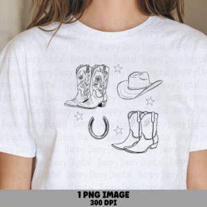 Boot And Horseshoe Sketch PNG | Sublimation Commercial Use POD