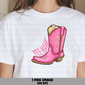 Pink Glitter Yeehaw Boot PNG | Sublimation Commercial Use POD