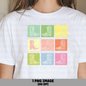 Retro Boot Grid PNG | Sublimation Commercial Use POD
