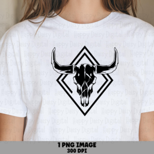 Diamond Frame Bull Skull PNG | Sublimation Commercial Use POD