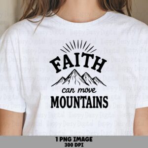 Faith Moves Mountains Line Art PNG | Sublimation Commercial Use POD