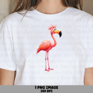 Crazy Eyed Cartoon Flamingo PNG | Sublimation Commercial Use POD