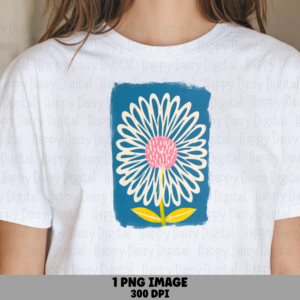 Retro Blue Daisy PNG | Sublimation Commercial Use POD