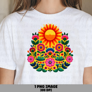 Folk Sun Bouquet PNG | Sublimation Commercial Use POD