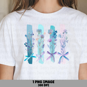 Ribbon Tied Wildflowers PNG | Sublimation Commercial Use POD