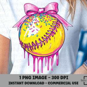 Softball Coquette PNG Baseball Drip Bow Design Shirt Sublimation DTF Print on Demand Commercial Use Cricut Baseball Mom