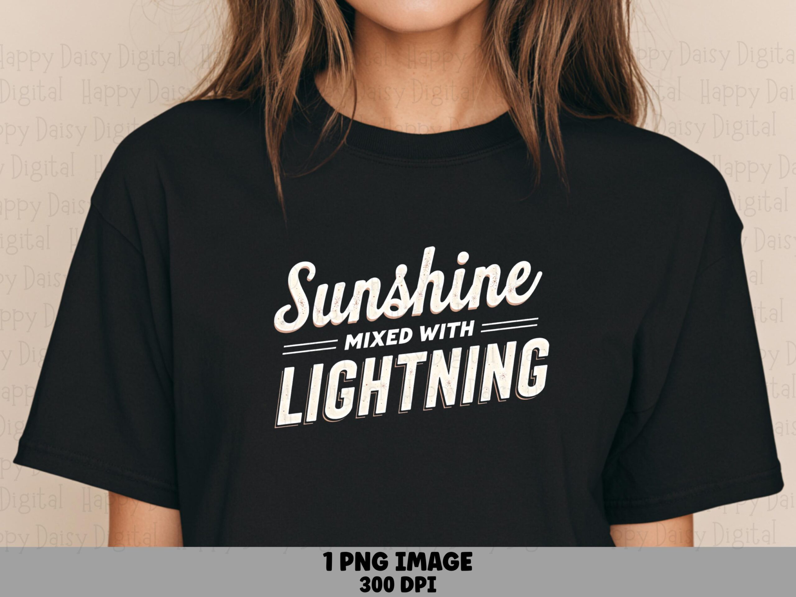 Sunshine Mixed With Lightning PNG Sublimation Design Beach Summer Retro Text Commercial Use POD