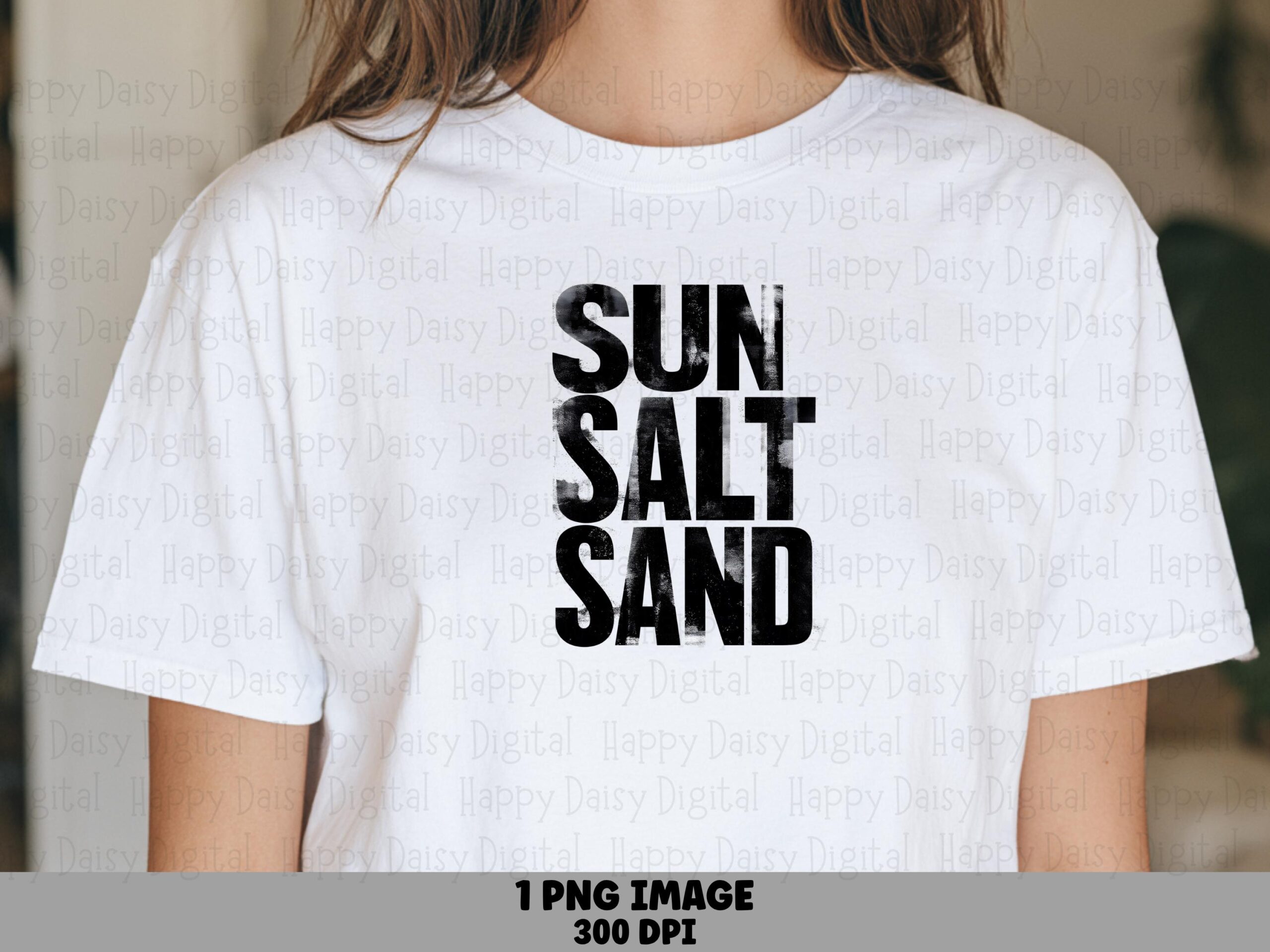 Sun Salt Sand PNG Sublimation Design Beach Summer Black Bold Text Commercial Use POD