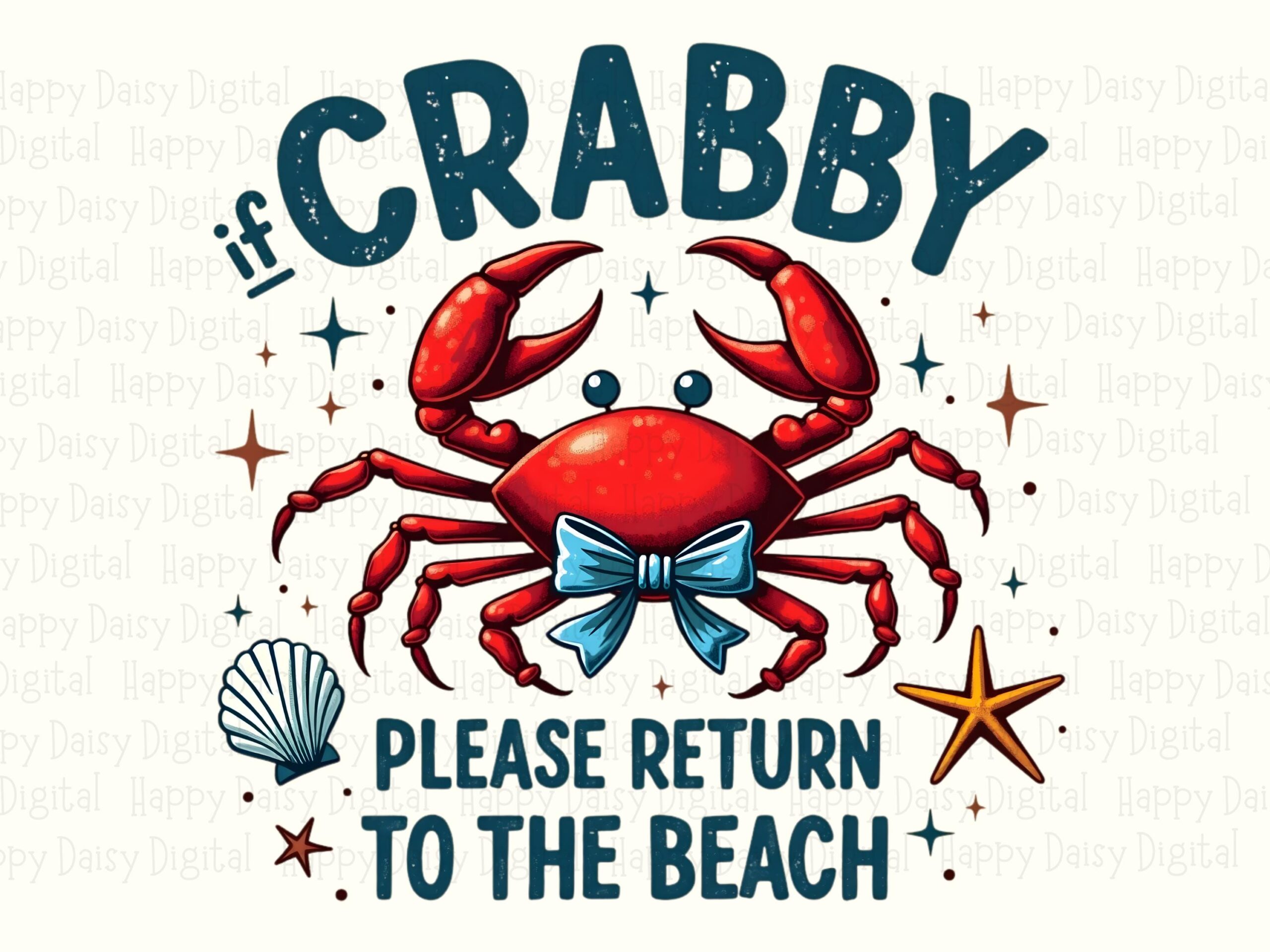 If Crabby Please Return To The Beach PNG Sublimation Design Beach Summer Crab Bow Commercial Use POD - Image 2